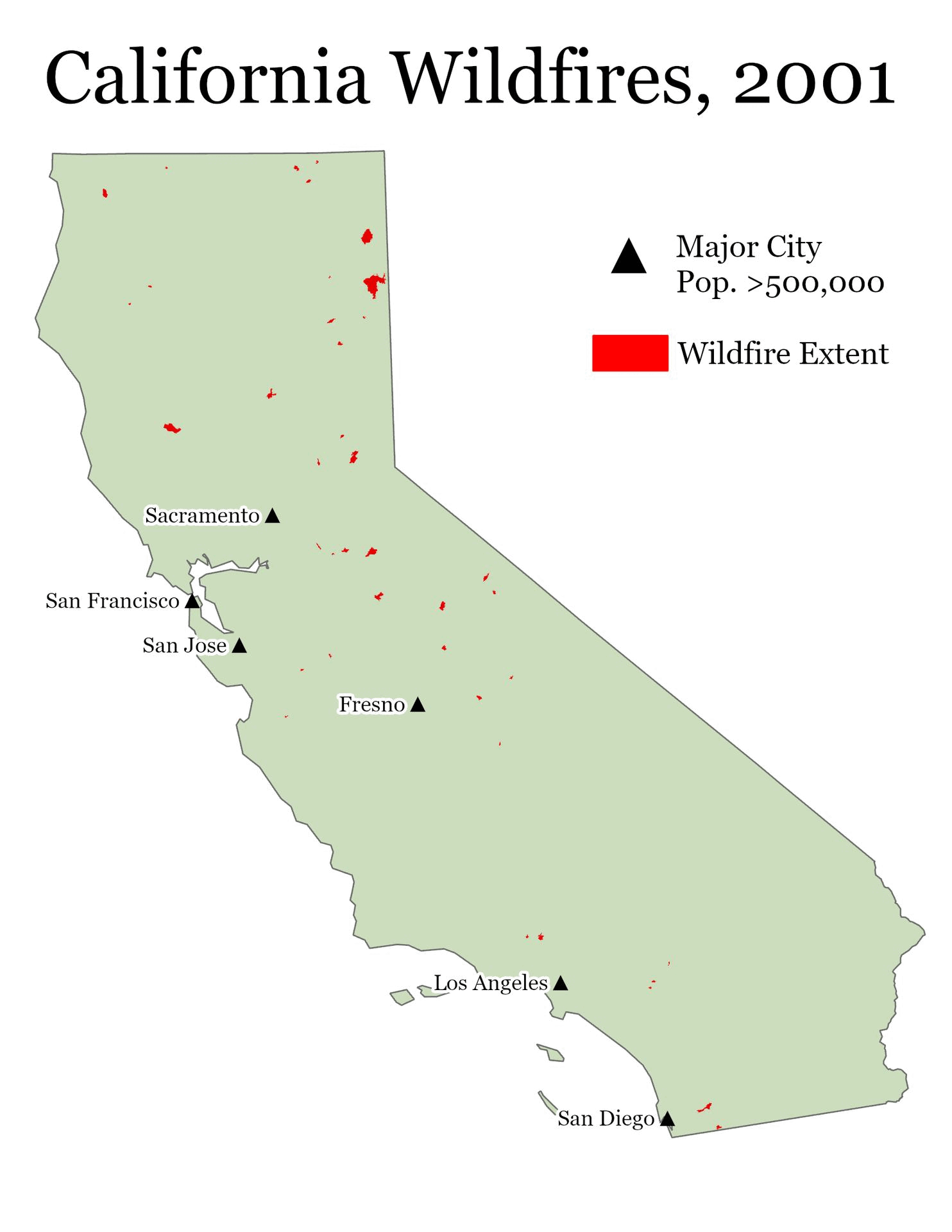 Timelapse Animation of California Wildfires 2001–2023